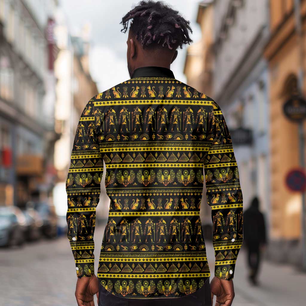 Egyptian God of The Sun Eye of Ra Long Sleeve Button Shirt