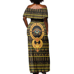 Egyptian God of The Sun Eye of Ra Off Shoulder Maxi Dress