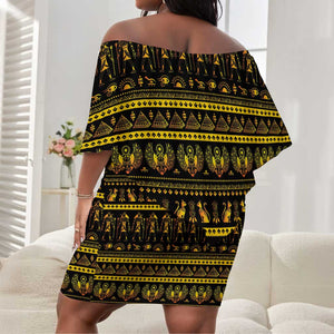 Egyptian God of The Sun Eye of Ra Off Shoulder Short Dress