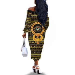 Egyptian God of The Sun Eye of Ra Off The Shoulder Long Sleeve Dress