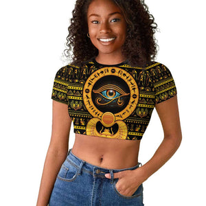 Egyptian God of The Sun Eye of Ra Raglan Cropped T shirt