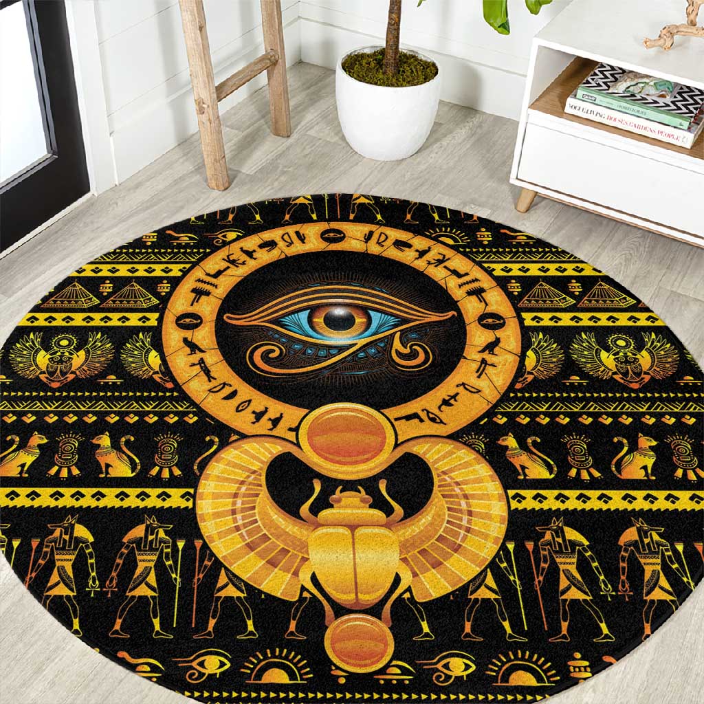 Egyptian God of The Sun Eye of Ra Round Carpet