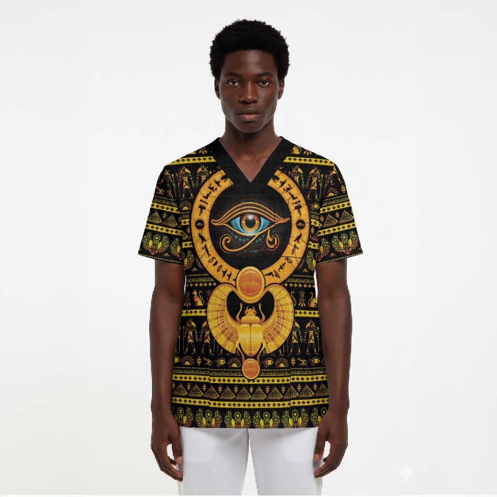 Egyptian God of The Sun Eye of Ra Scrub Top