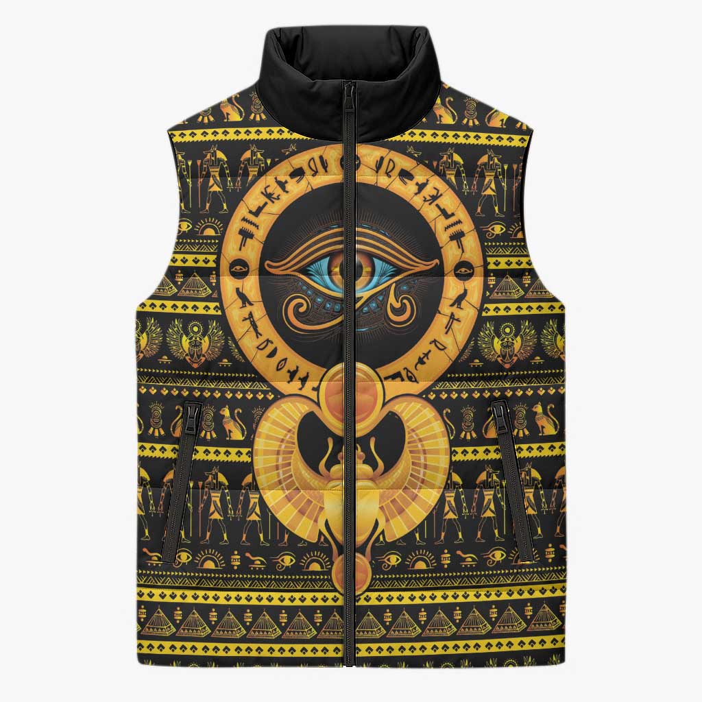Egyptian God of The Sun Eye of Ra Sleeveless Puffer Jacket
