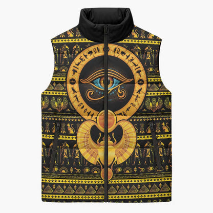 Egyptian God of The Sun Eye of Ra Sleeveless Puffer Jacket