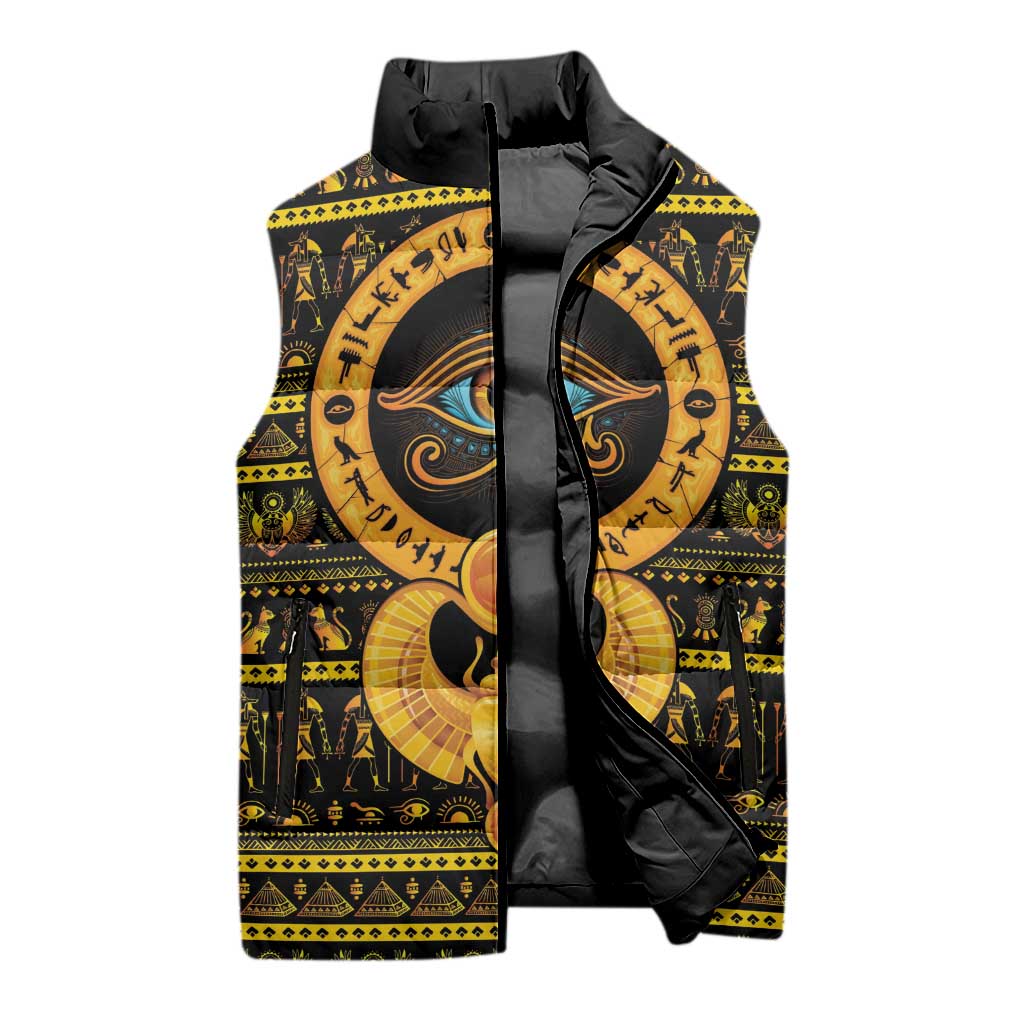 Egyptian God of The Sun Eye of Ra Sleeveless Puffer Jacket