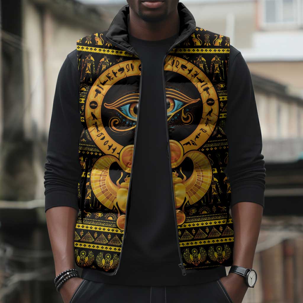 Egyptian God of The Sun Eye of Ra Sleeveless Puffer Jacket
