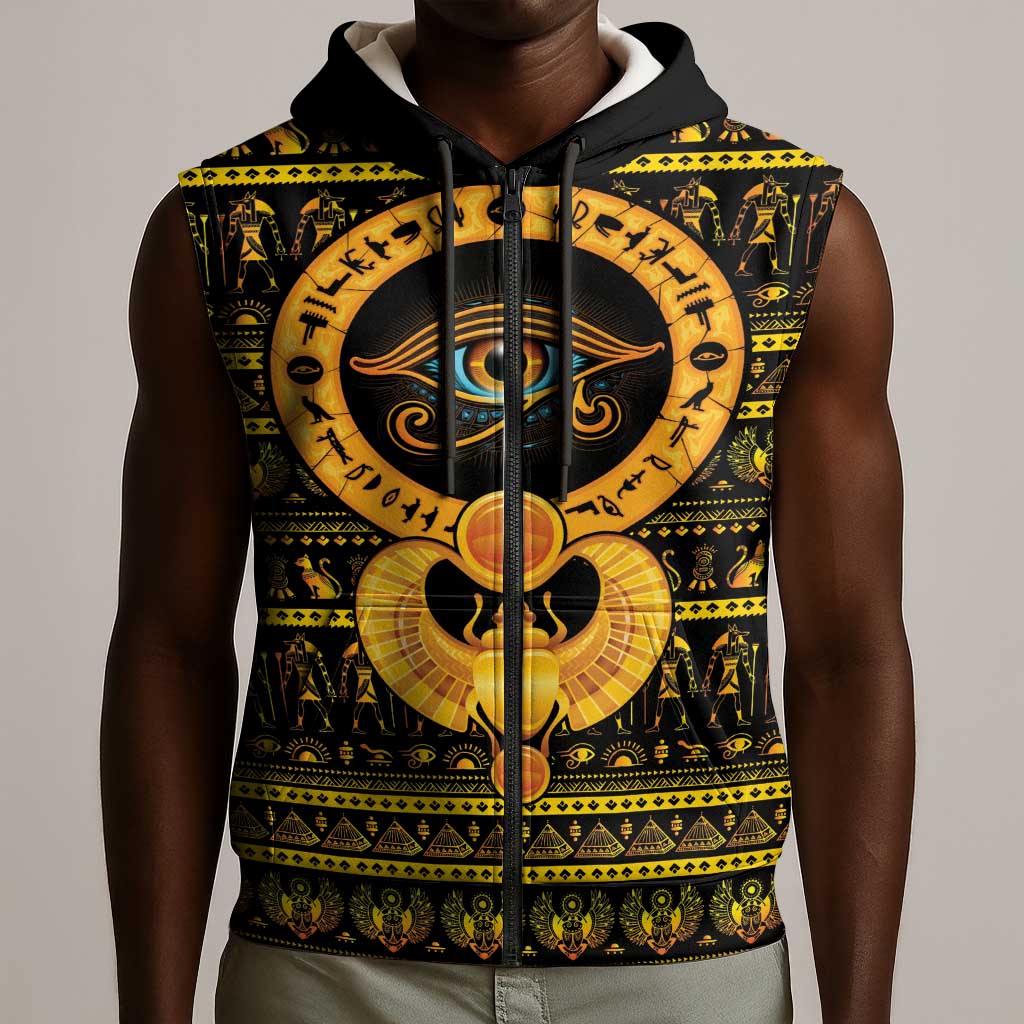 Egyptian God of The Sun Eye of Ra Sleeveless Zip Hoodie - African Pride