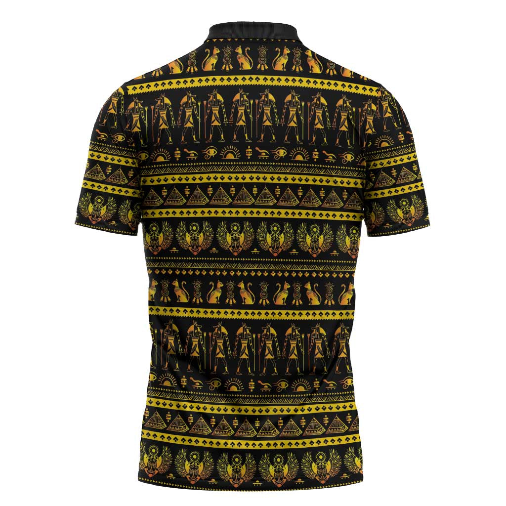 Egyptian God of The Sun Eye of Ra Zipper Polo Shirt