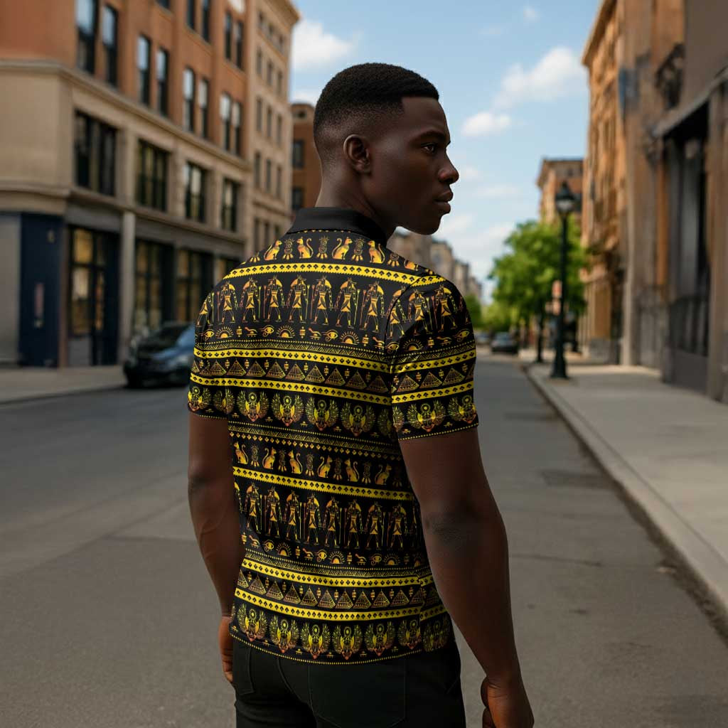 Egyptian God of The Sun Eye of Ra Zipper Polo Shirt