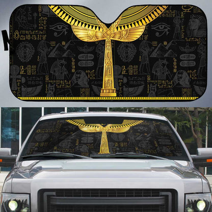 The Ankh Egyptian Hieroglyphs Auto Sun Shade
