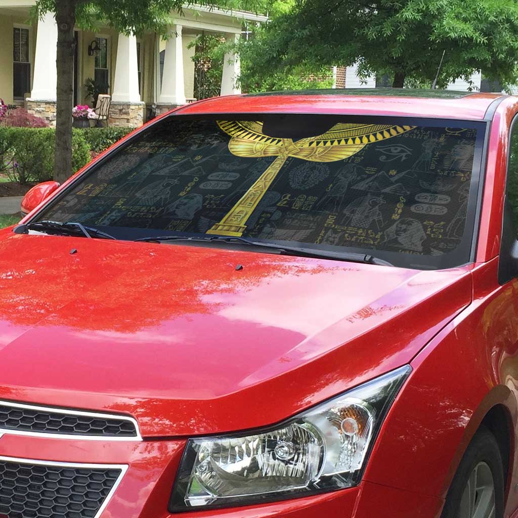 The Ankh Egyptian Hieroglyphs Auto Sun Shade