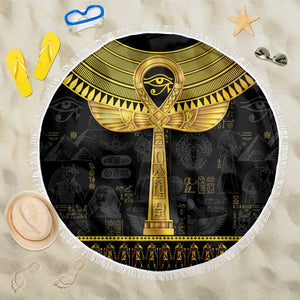 The Ankh Egyptian Hieroglyphs Beach Blanket