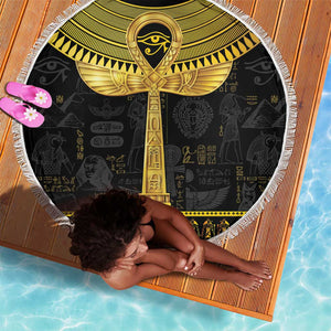 The Ankh Egyptian Hieroglyphs Beach Blanket