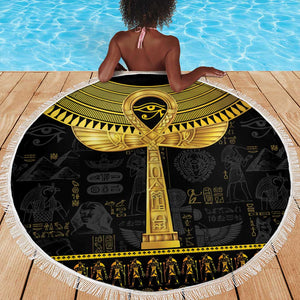 The Ankh Egyptian Hieroglyphs Beach Blanket