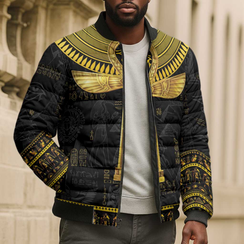 The Ankh Egyptian Hieroglyphs Bomber Puffer Jacket