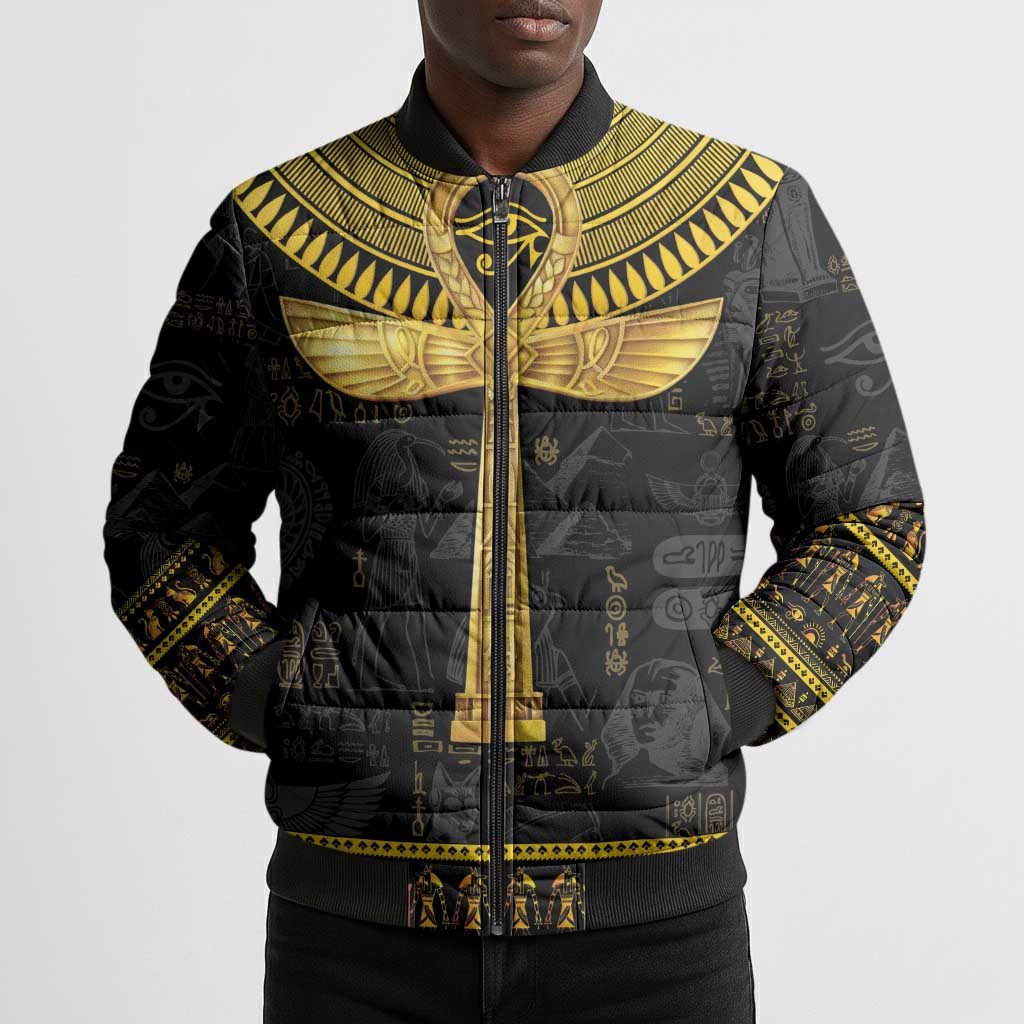 The Ankh Egyptian Hieroglyphs Bomber Puffer Jacket