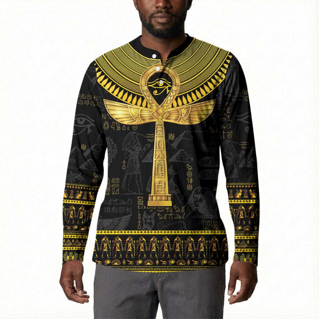 The Ankh Egyptian Hieroglyphs Button Sweatshirt