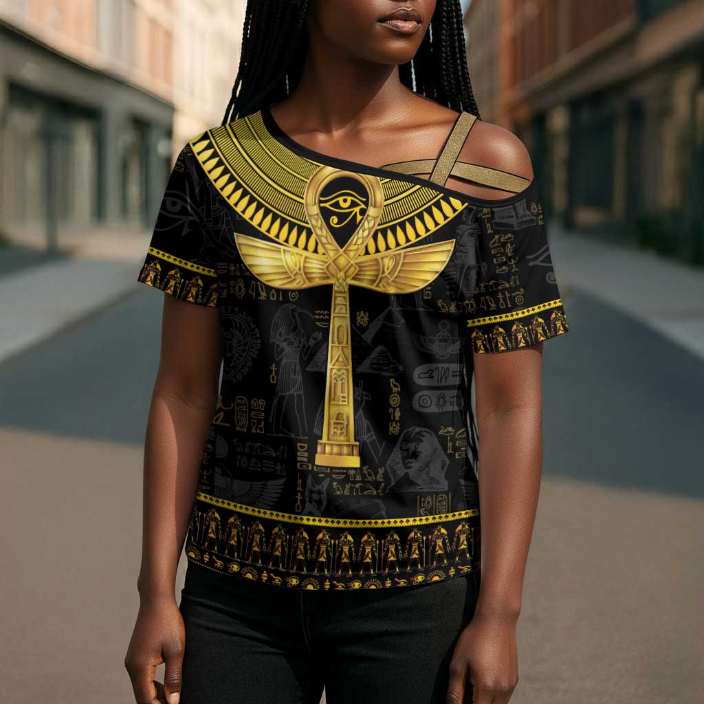 The Ankh Egyptian Hieroglyphs Cross Shoulder Shirt