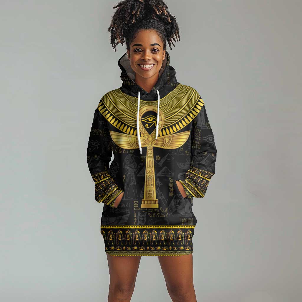 The Ankh Egyptian Hieroglyphs Hoodie Dress