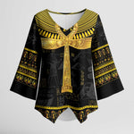 The Ankh Egyptian Hieroglyphs Kimono Sleeve Blouse