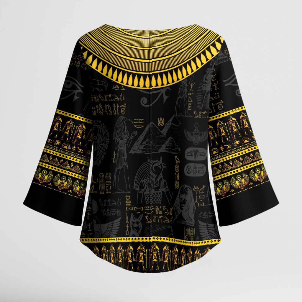 The Ankh Egyptian Hieroglyphs Kimono Sleeve Blouse