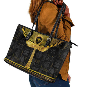 The Ankh Egyptian Hieroglyphs Leather Tote Bag