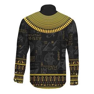 The Ankh Egyptian Hieroglyphs Long Sleeve Button Shirt