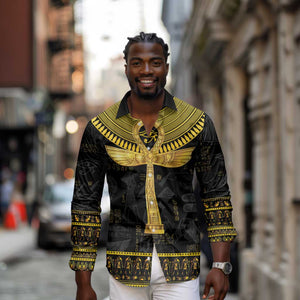 The Ankh Egyptian Hieroglyphs Long Sleeve Button Shirt