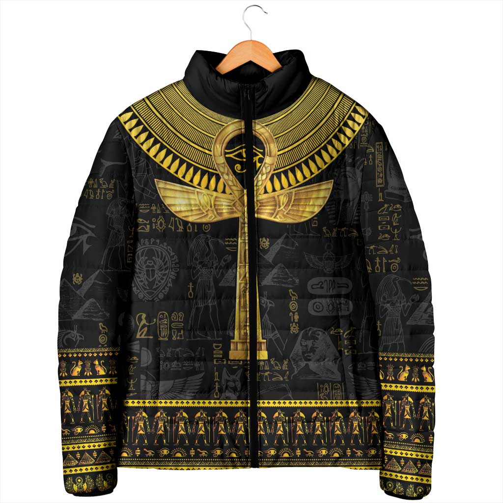 The Ankh Egyptian Hieroglyphs Padded Jacket