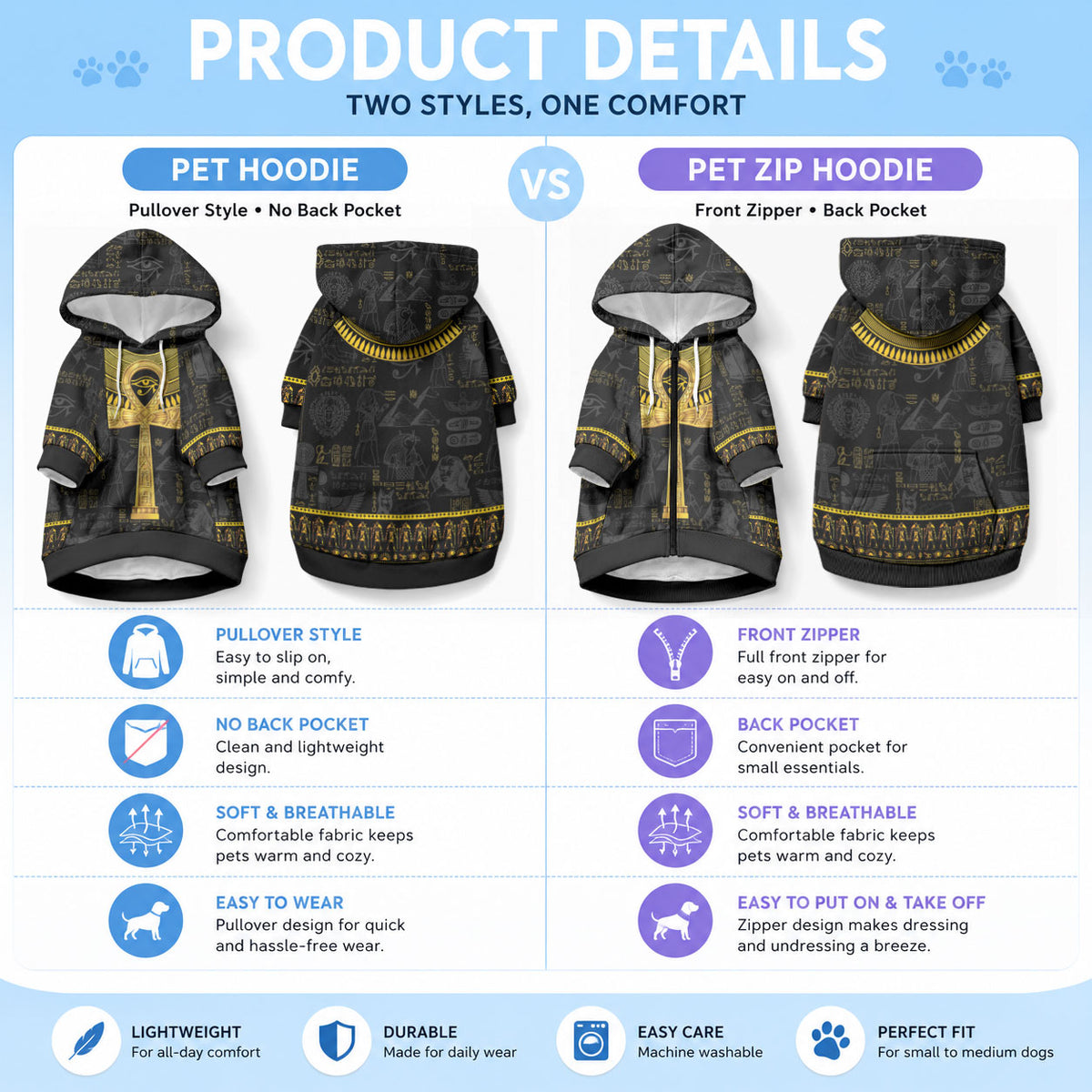 The Ankh Egyptian Hieroglyphs Pet Hoodie