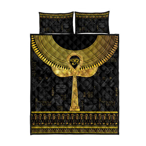 The Ankh Egyptian Hieroglyphs Quilt Bed Set