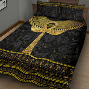 The Ankh Egyptian Hieroglyphs Quilt Bed Set