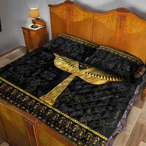 The Ankh Egyptian Hieroglyphs Quilt Bed Set