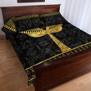 The Ankh Egyptian Hieroglyphs Quilt Bed Set