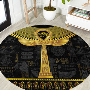 The Ankh Egyptian Hieroglyphs Round Carpet