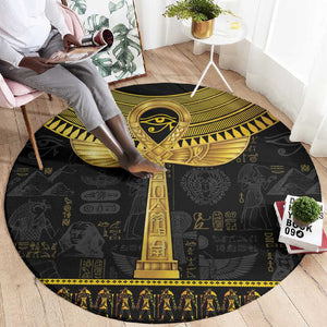 The Ankh Egyptian Hieroglyphs Round Carpet