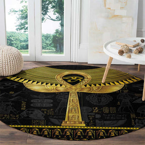 The Ankh Egyptian Hieroglyphs Round Carpet