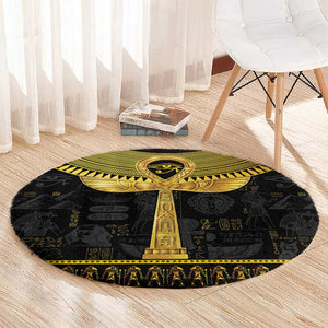 The Ankh Egyptian Hieroglyphs Round Carpet