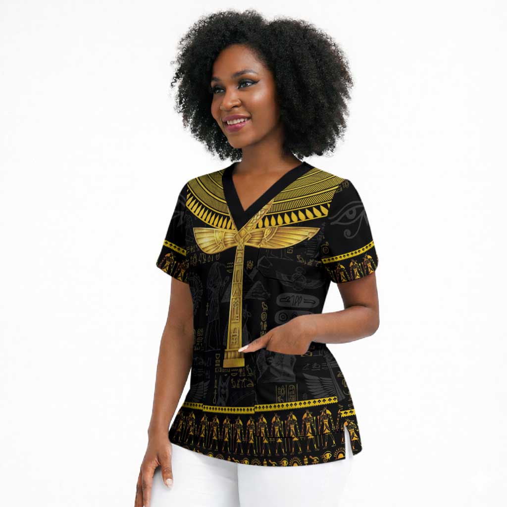 The Ankh Egyptian Hieroglyphs Scrub Top