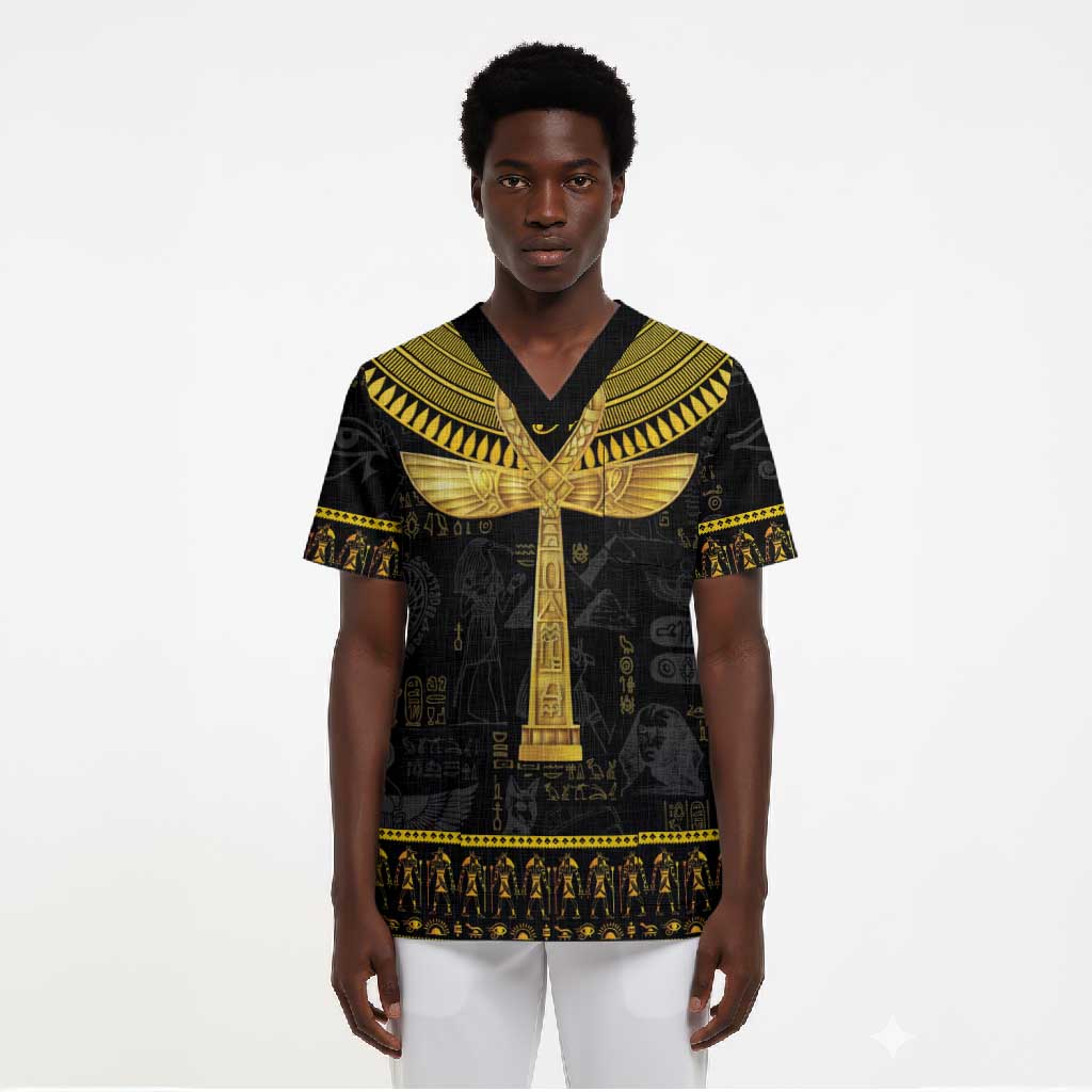 The Ankh Egyptian Hieroglyphs Scrub Top