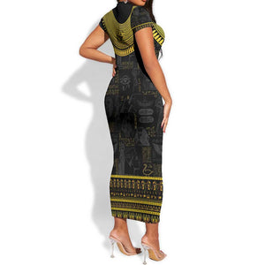 The Ankh Egyptian Hieroglyphs Short Sleeve Bodycon Dress