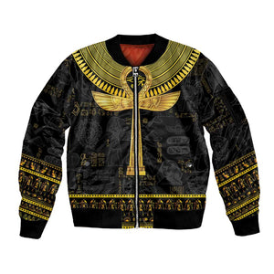 The Ankh Egyptian Hieroglyphs Sleeve Zip Bomber Jacket