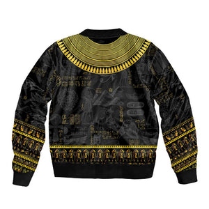 The Ankh Egyptian Hieroglyphs Sleeve Zip Bomber Jacket