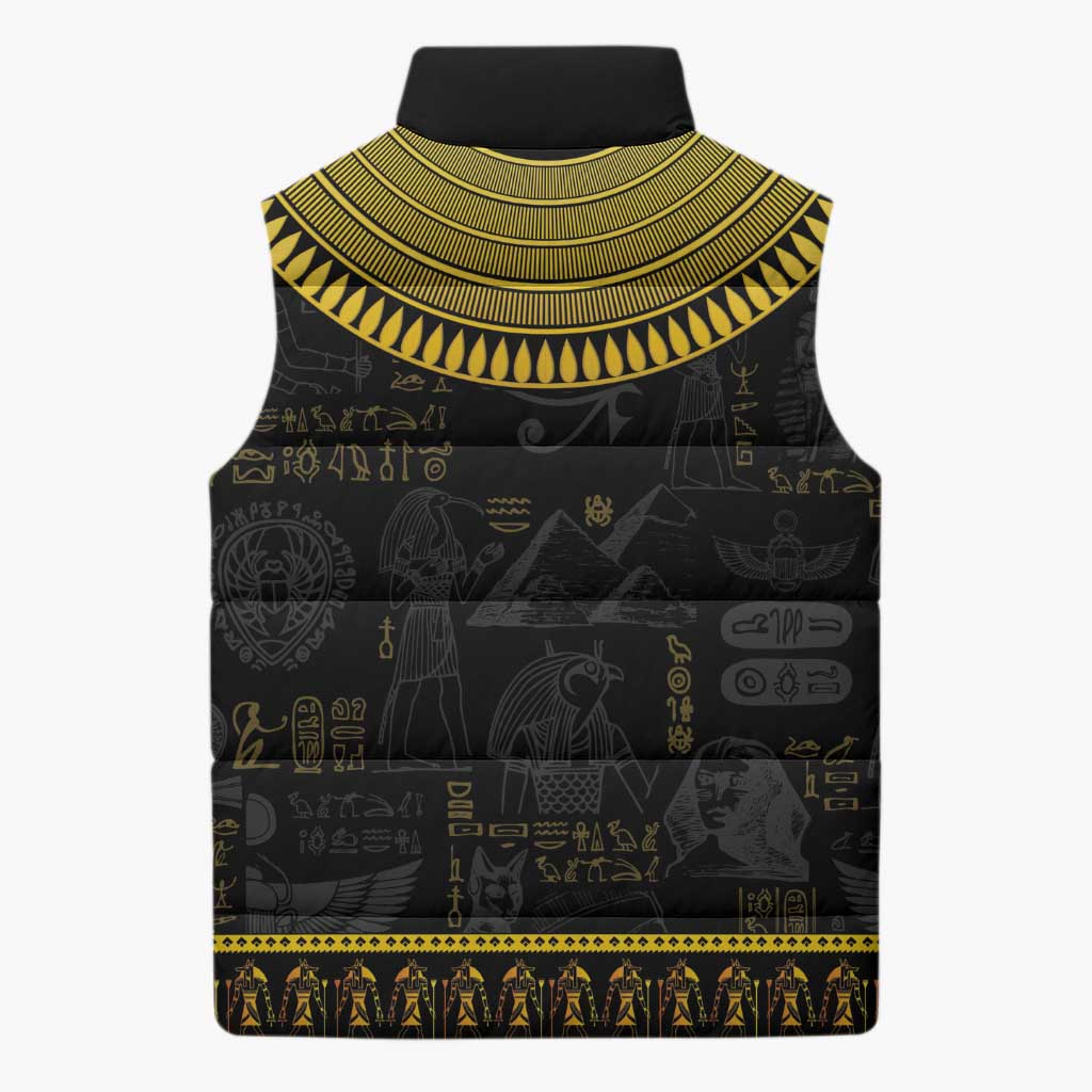 The Ankh Egyptian Hieroglyphs Sleeveless Puffer Jacket