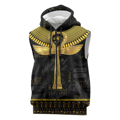 The Ankh Egyptian Hieroglyphs Sleeveless Zip Hoodie - African Pride