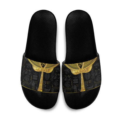 The Ankh Egyptian Hieroglyphs Slide Sandals