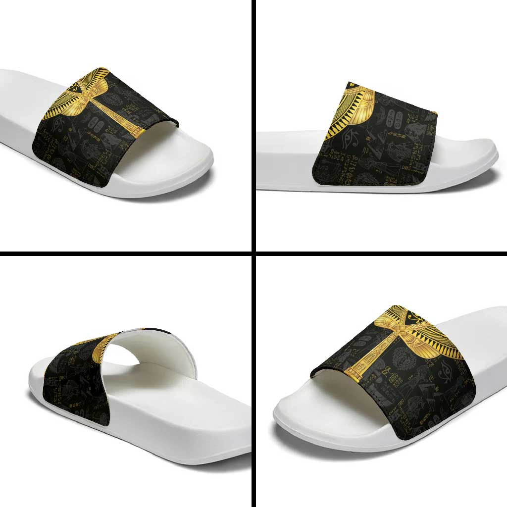 The Ankh Egyptian Hieroglyphs Slide Sandals