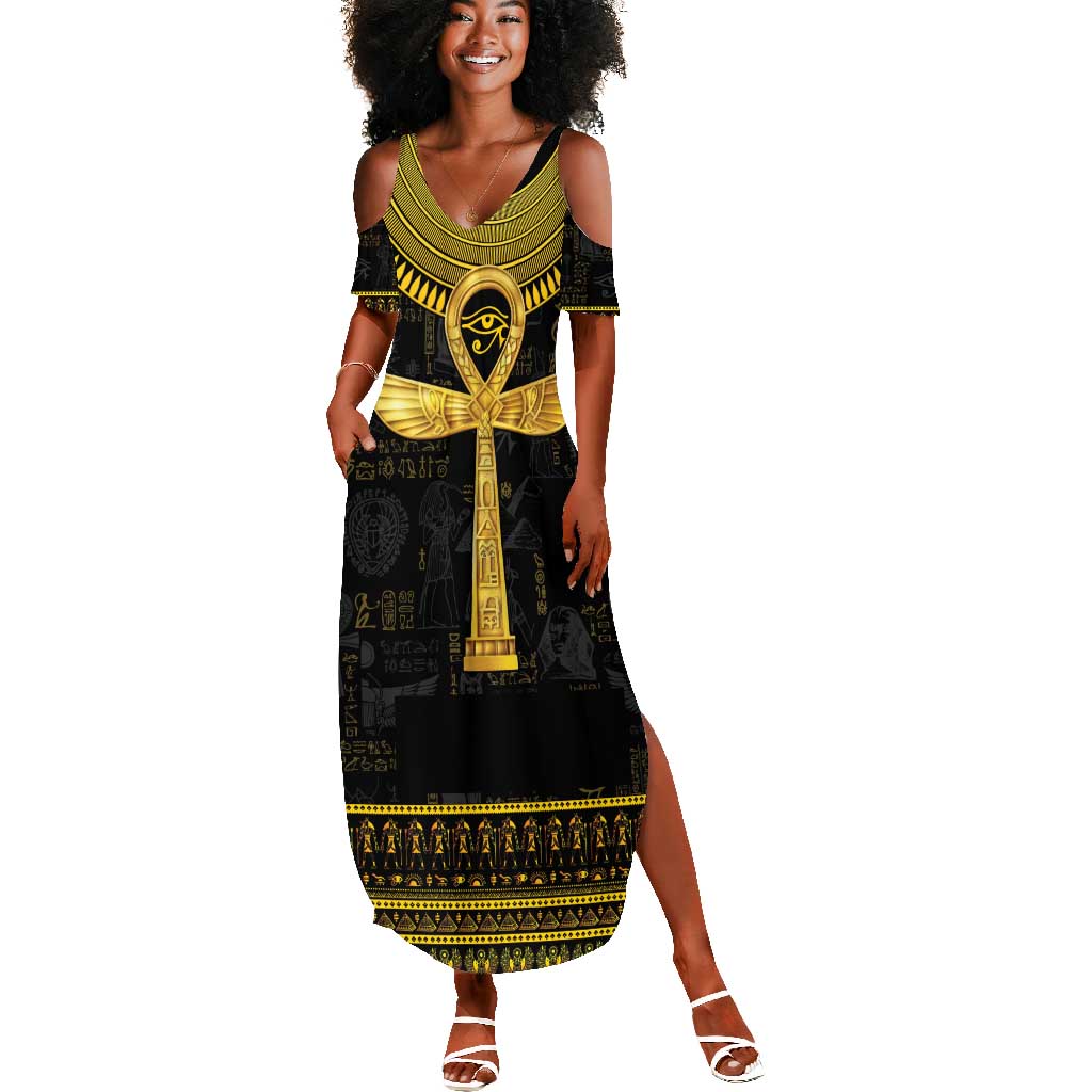 The Ankh Egyptian Hieroglyphs Summer Maxi Dress