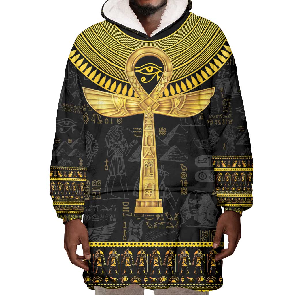 The Ankh Egyptian Hieroglyphs Wearable Blanket Hoodie